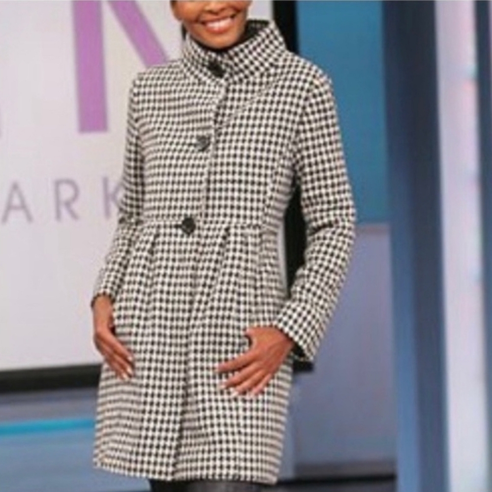 BITTEN by Sarah Jessica Parker Black And White Houndstooth Wool Coat
